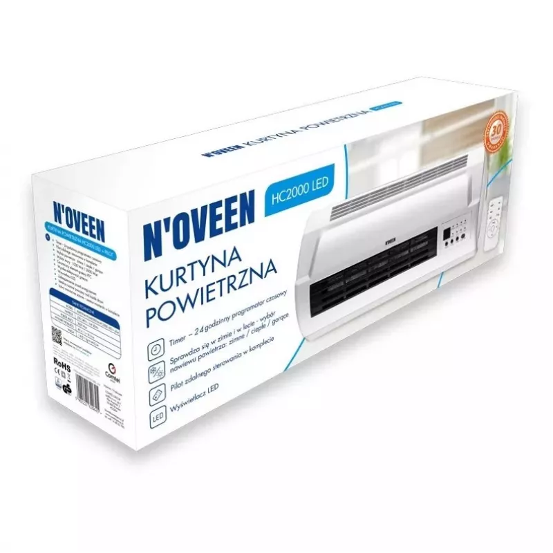 N'OVEEN HC2000 LED-ilmiverholämmitin 2000W valkoinen