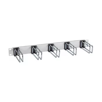 EFB-Elektronik 19 tuuman 1U kaapelinhallintapaneeli, 5 x kaksoiskaapelipidike 110 mm, etulevy RAL9005 (tummamusta)