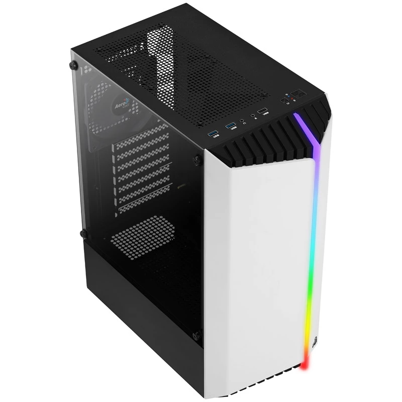Aerocool Bionic V1 Midi-Tower, RGB, karkaistu lasi - musta/valkoinen