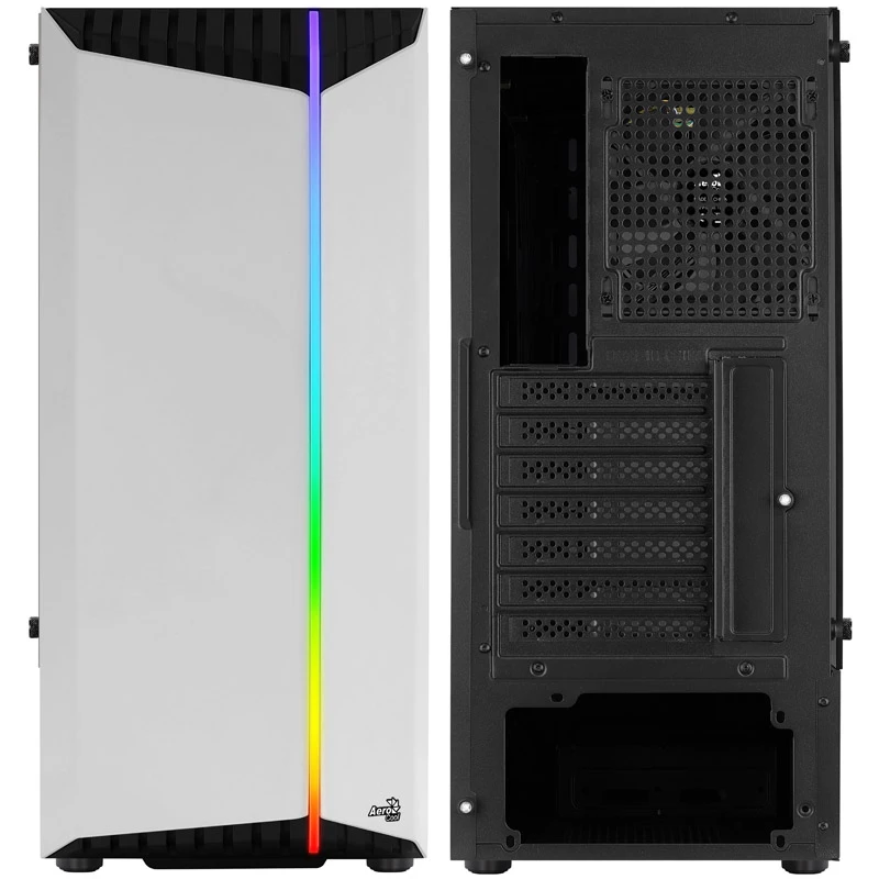 Aerocool Bionic V1 Midi-Tower, RGB, karkaistu lasi - musta/valkoinen