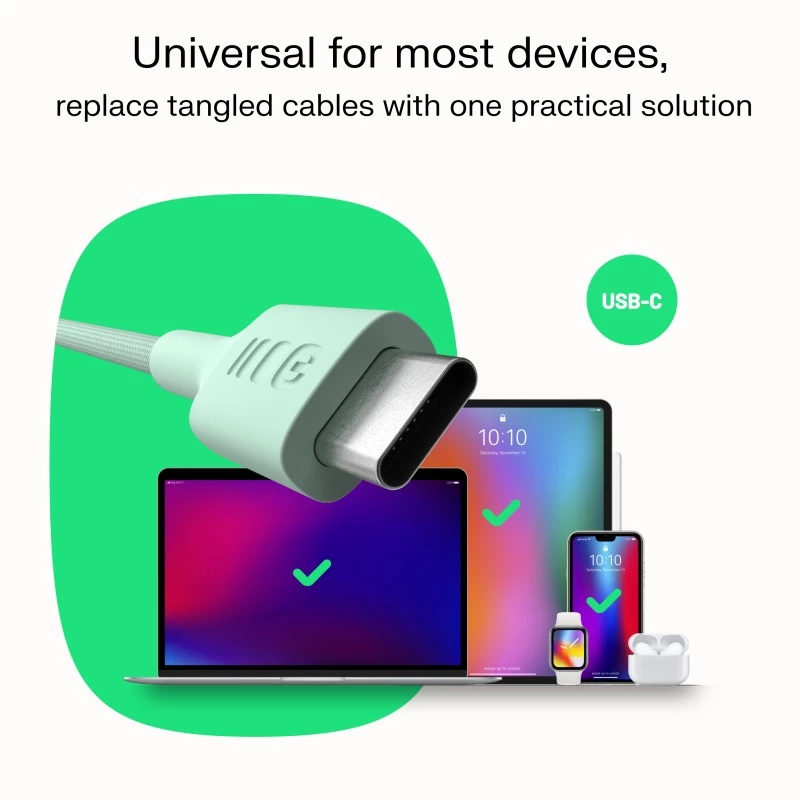GREEN CELL USB-C - USB-C PowerStream 100W punottu kaapeli 1,2m musta