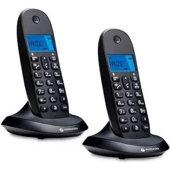 Motorola C1002CB+ DECT-langaton puhelin 2 luurilla, musta, taustavalaistu näyttö, handsfree, 50 merkintää puhelinluettelossa