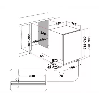 Whirlpool W7IHT40T täysintegroitu astianpesukone, 14 astiastosarjaa, energialuokka C, 40 dB, NaturalDry