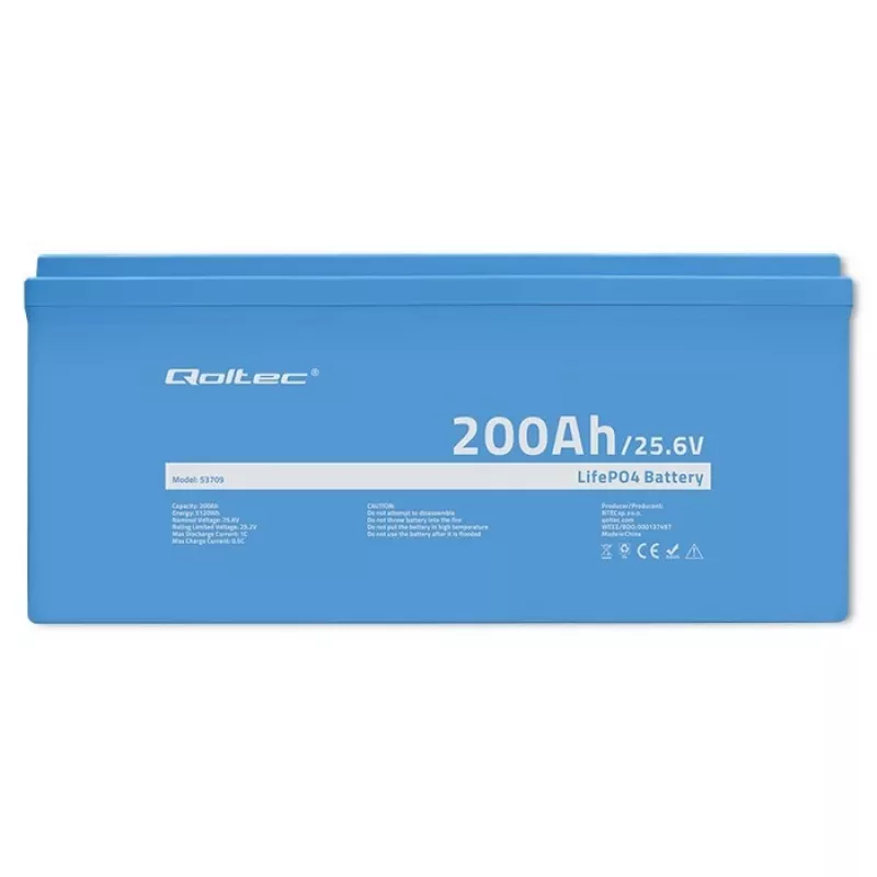 Qoltec LiFePO4 akku 25,6V 200Ah BMS