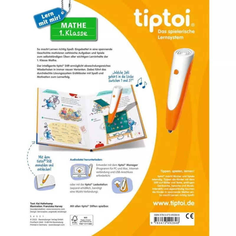 RAVENSBURGER tiptoi Lern mit mir! Mathe 1. Klasse interaktiivinen oppikirja
