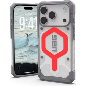 URBAN ARMOR GEAR UAG Pathfinder MagSafe -kotelo ja irrotettava kaulapanta -paketti Apple iPhone 17 Pro - Active Lava (läpinäkyvä punainen) ja musta/grafiitti