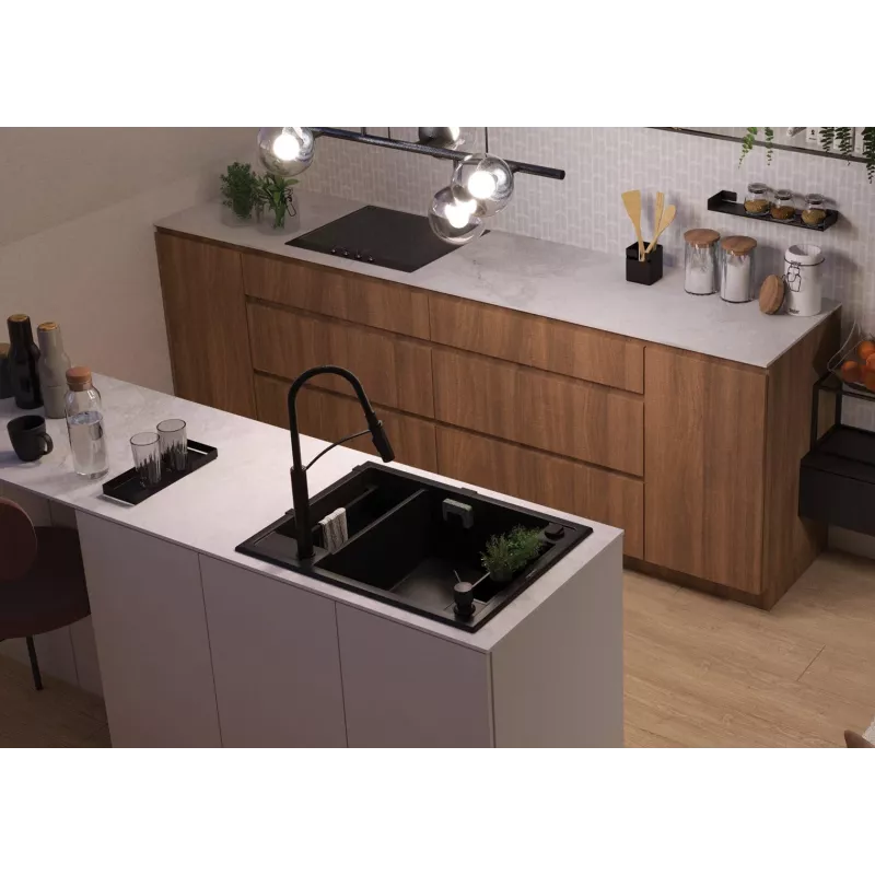 DEANTE Black Nero Matt Magnetic 1.5-Bowl graniittinen pesuallas