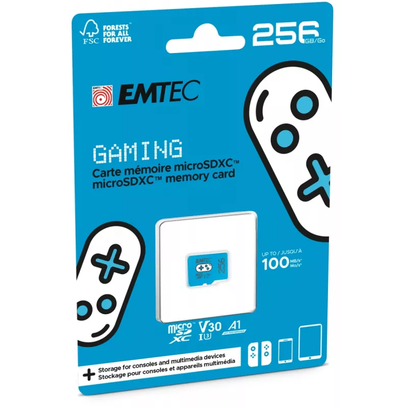 EMTEC Gaming MicroSDXC 256 GB UHS-I U3 V30 A1 muistikortti