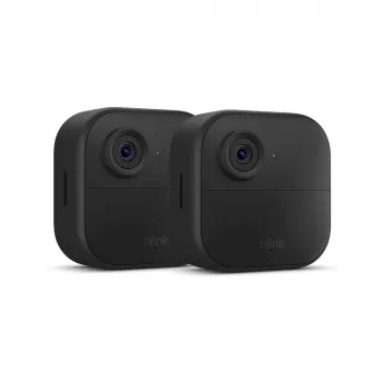 Amazon Blink Outdoor 4 langaton älykäs turvakamerajärjestelmä (2 kameraa + Sync Module Core) - 1080p HD, infrapunahämäränäkö, kaksisuuntainen ääni, säänkestävä, musta