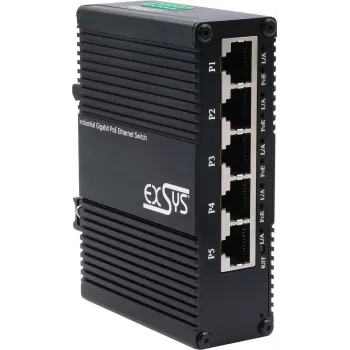 EXSYS EX-62030MPOE Industrial 5-porttinen Gigabit PoE+ Web Managed -kytkin