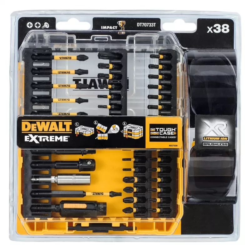 DEWALT DT70733T-QZ 38-osainen ruuvauskärkisarja magneettisella kärkikahvalla