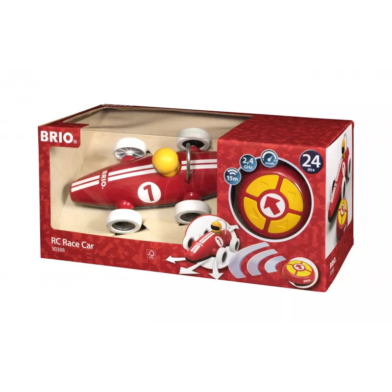 BRIO RC kilpa-auto kauko-ohjaimella, punainen/valkoinen