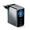 EVERACTIVE SC-670Q GaN 67W USB-C-laturi 2x USB-C ja 1x USB-A, Quick Charge 4+, PD 3.0, musta