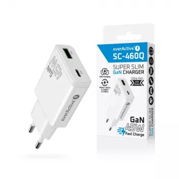 EVERACTIVE GaN QC3.0 45W USB-C-seinälaturi SC-460Q valkoinen