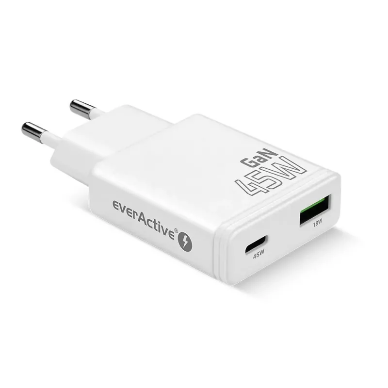 EVERACTIVE GaN QC3.0 45W USB-C-seinälaturi SC-460Q valkoinen