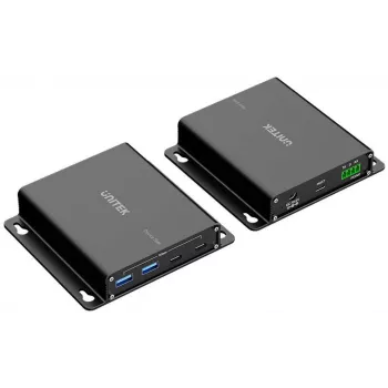 UNITEK USB 3.0 -jatko Ethernetin kautta 100m 4-porttisella keskitimellä