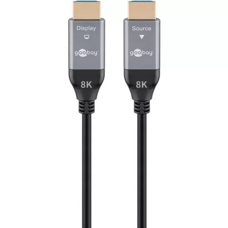 Goobay 76274 aktiivinen optinen HDMI-kaapeli (AOC) 8K/60Hz 48 Gbit/s 10 m musta/harmaa