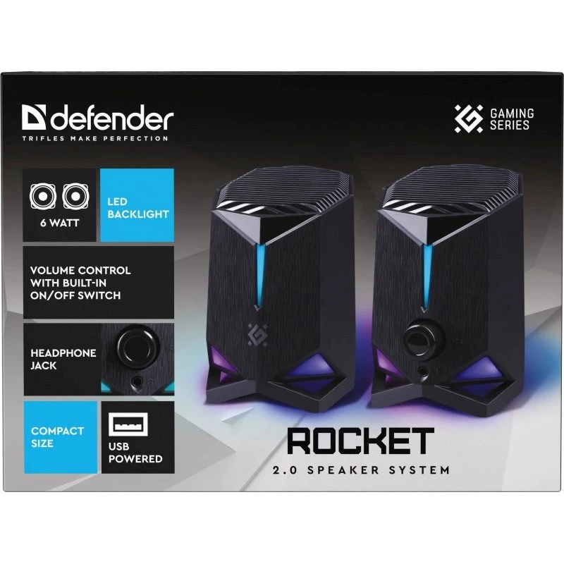 Defender Rocket 2.0 PC-kaiuttimet 6W LED USB musta