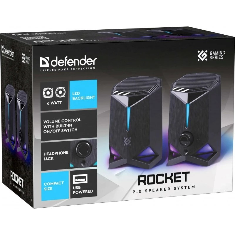 Defender Rocket 2.0 PC-kaiuttimet 6W LED USB musta