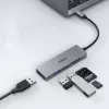 AUKEY CB-C63 USB-C-keskitin Ultra Slim 4-in-1 alumiini space gray