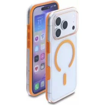 Delock suojakotelo iPhone 17 Pro -puhelimeen, MagSafe-yhteensopiva, läpinäkyvä-oranssi (81642)