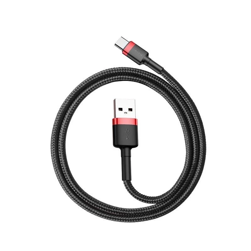 Baseus Cafule USB-A - USB-C -kaapeli 0,5 m 3A punainen/musta