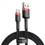 Baseus Cafule USB-A - USB-C -kaapeli 0,5 m 3A punainen/musta