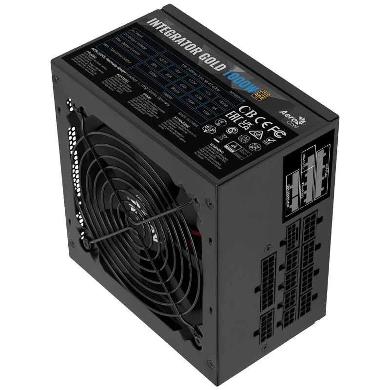 Aerocool Integrator Gold 1000W virtalähde ATX musta