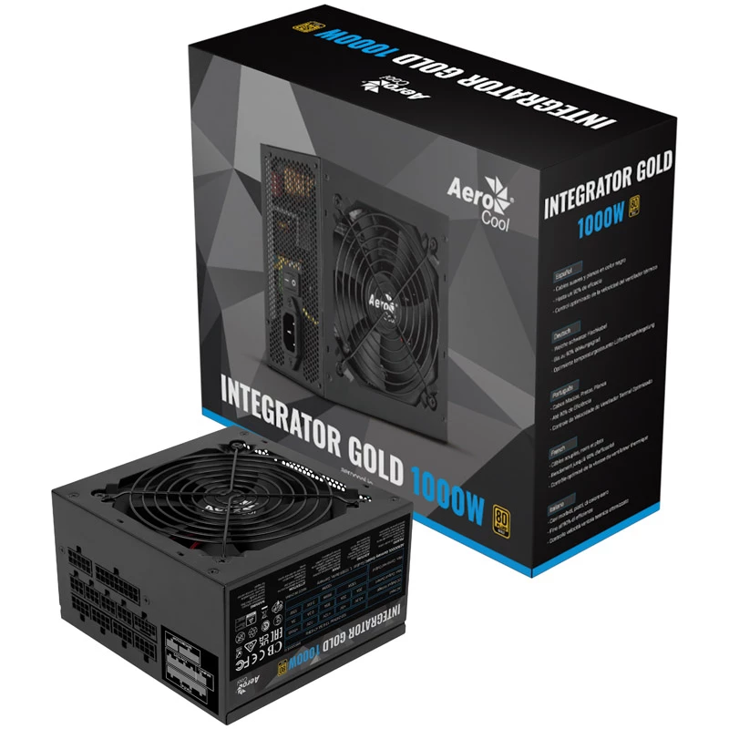 Aerocool Integrator Gold 1000W virtalähde ATX musta