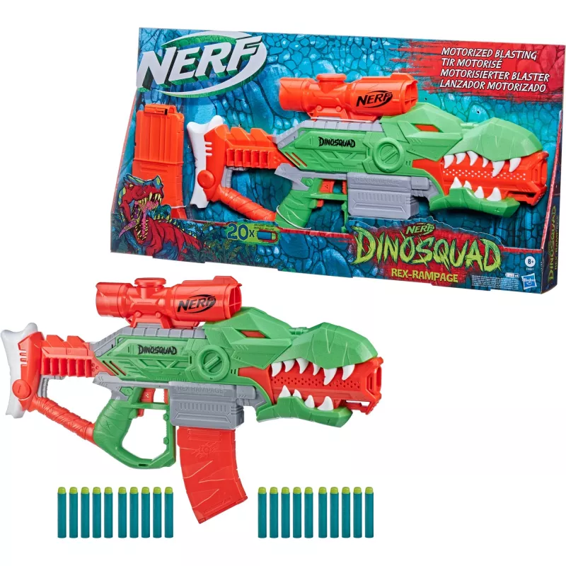 HASBRO Nerf DinoSquad Rex-Rampage moottoroitu tikkapyssy - vihreä/oranssi