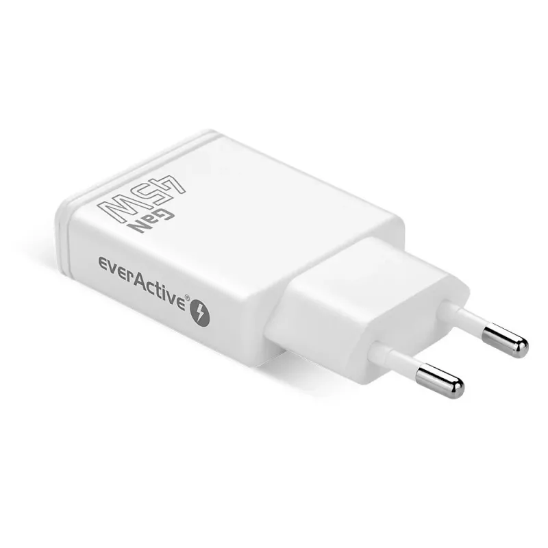 EVERACTIVE GaN 45W USB-C laturi QC3.0 SC-465Q valkoinen