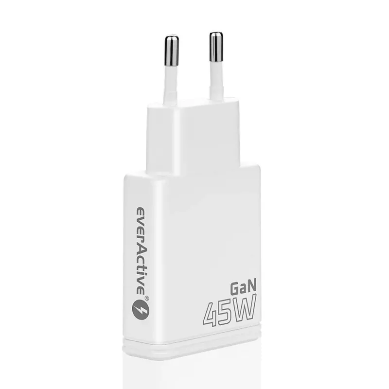 EVERACTIVE GaN 45W USB-C laturi QC3.0 SC-465Q valkoinen