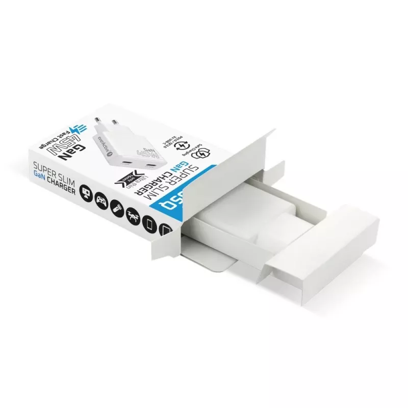 EVERACTIVE GaN 45W USB-C laturi QC3.0 SC-465Q valkoinen