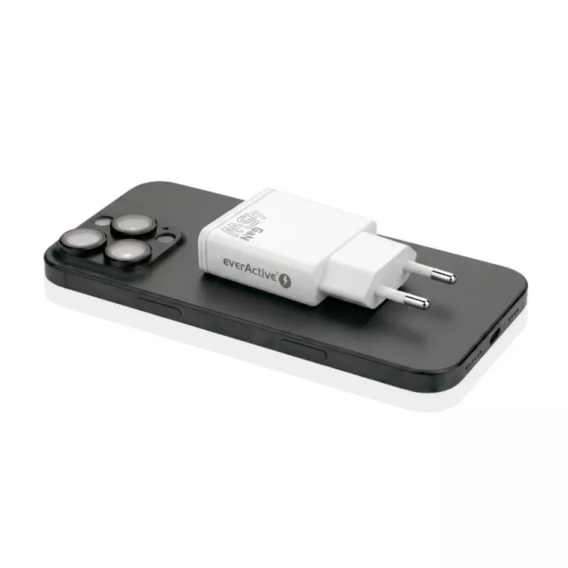 EVERACTIVE GaN 45W USB-C laturi QC3.0 SC-465Q valkoinen