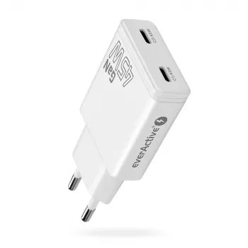 EVERACTIVE GaN 45W USB-C laturi QC3.0 SC-465Q valkoinen