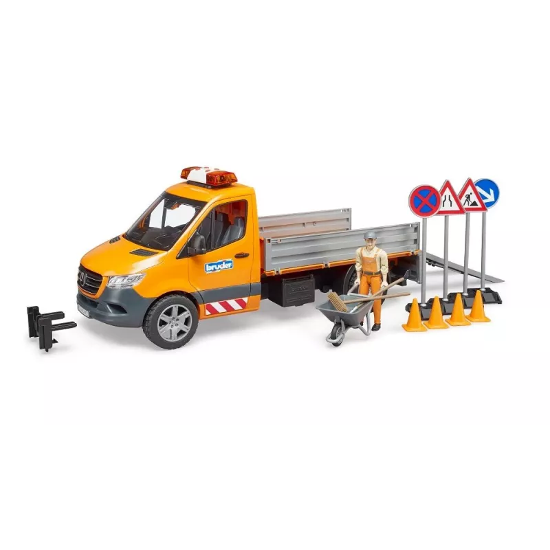 BRUDER MB Sprinter Municipal valo- ja äänimoduulilla, oranssi, mittakaava 1:16