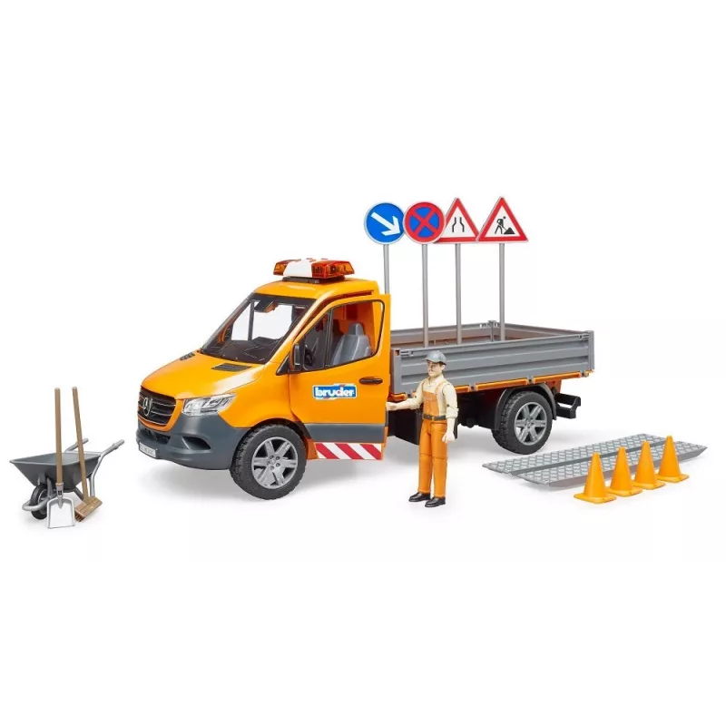 BRUDER MB Sprinter Municipal valo- ja äänimoduulilla, oranssi, mittakaava 1:16