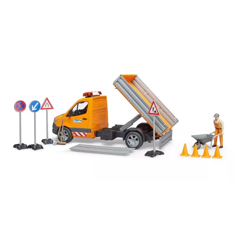 BRUDER MB Sprinter Municipal valo- ja äänimoduulilla, oranssi, mittakaava 1:16