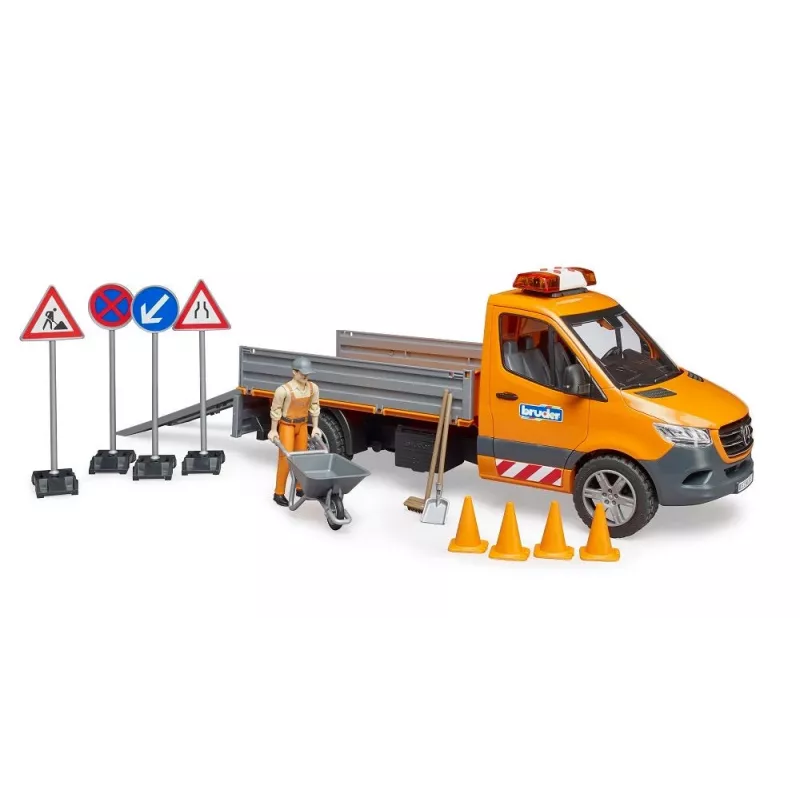 BRUDER MB Sprinter Municipal valo- ja äänimoduulilla, oranssi, mittakaava 1:16