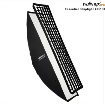 Walimex Pro Essential Striplight-softbox 40x180 cm hilan, Bowens-sovittimen ja kuljetuslaukun kanssa