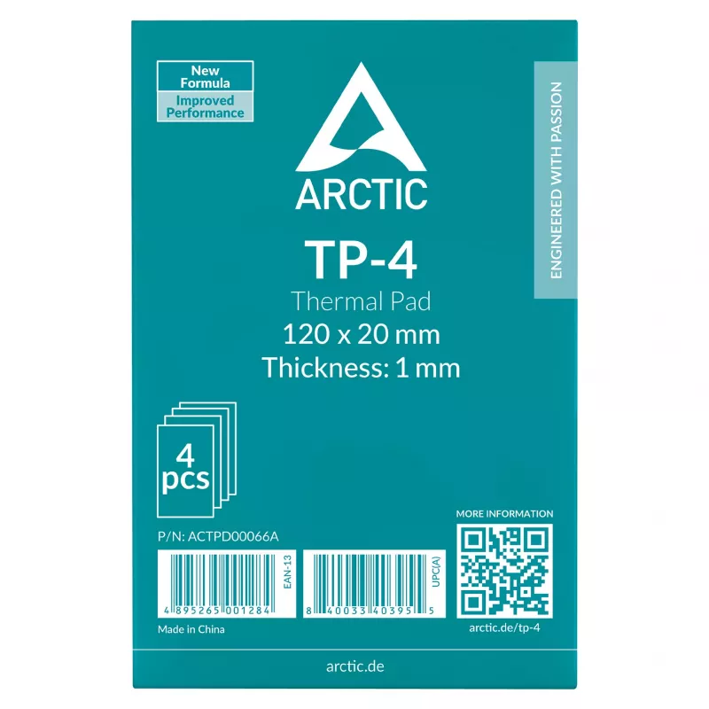 ARCTIC Lämmönjohtotyyny ATP-4 120x20mm 1mm 4 kpl:n pakkaus Harmaa