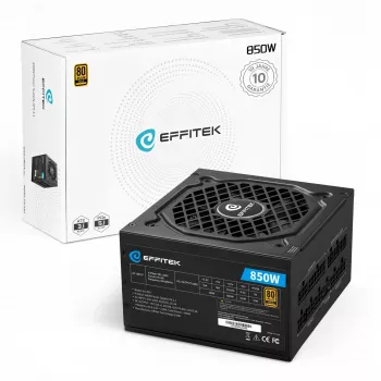 EFFITEK 850W Gold ATX 3.1 PCIe 5.1 täysin modulaarinen virtalähde