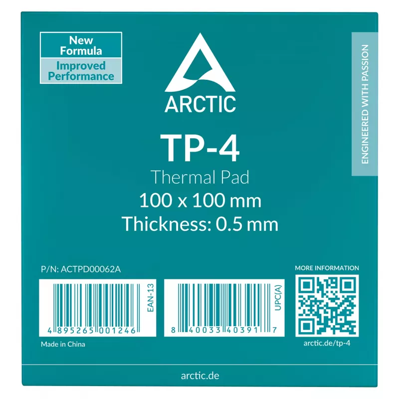 ARCTIC Lämmönjohtotyyny 4 (ATP-4) 100x100mm 0,5mm harmaa