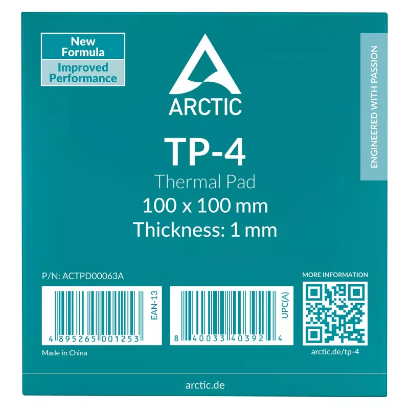 ARCTIC Lämmönjohtotyyny TP-4 100x100mm 1mm Harmaa