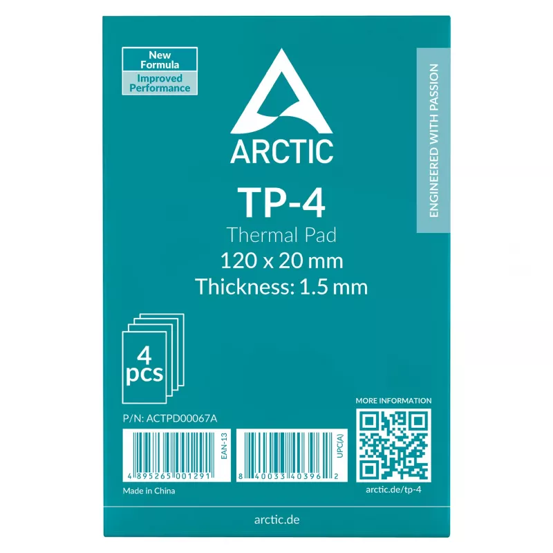 ARCTIC Lämmönjohtotyyny TP-4 120x120mm 1,5mm 4 kpl:n pakkaus