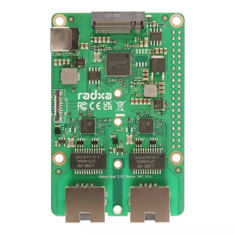 ALLNET Radxa Dual 2.5GBit reititin Hat M.2 Raspberry Pi 5:lle