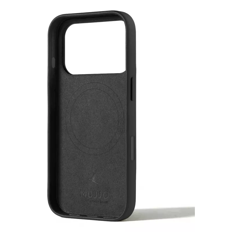 Mujjo Leather Case for iPhone 17 Pro MagSafe-yhteensopiva (musta)