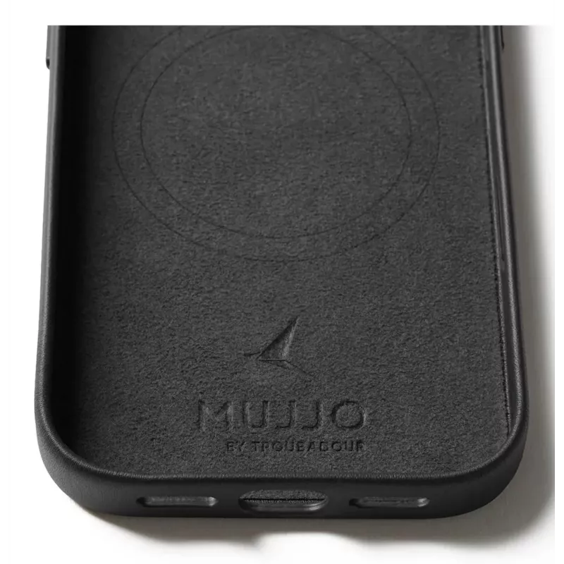 Mujjo Wallet Leather Case iPhone 17 Pro MagSafe-yhteensopiva (musta)