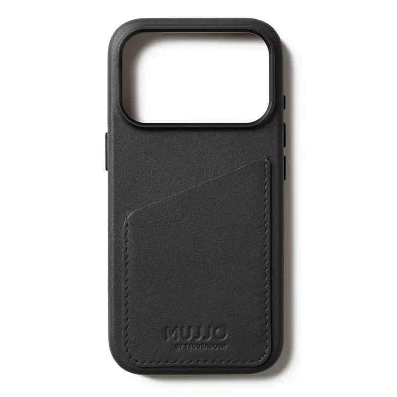 Mujjo Wallet Leather Case iPhone 17 Pro MagSafe-yhteensopiva (musta)