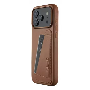 Mujjo Wallet Leather Case iPhone 17 Pro Max, MagSafe-yhteensopiva, Tan